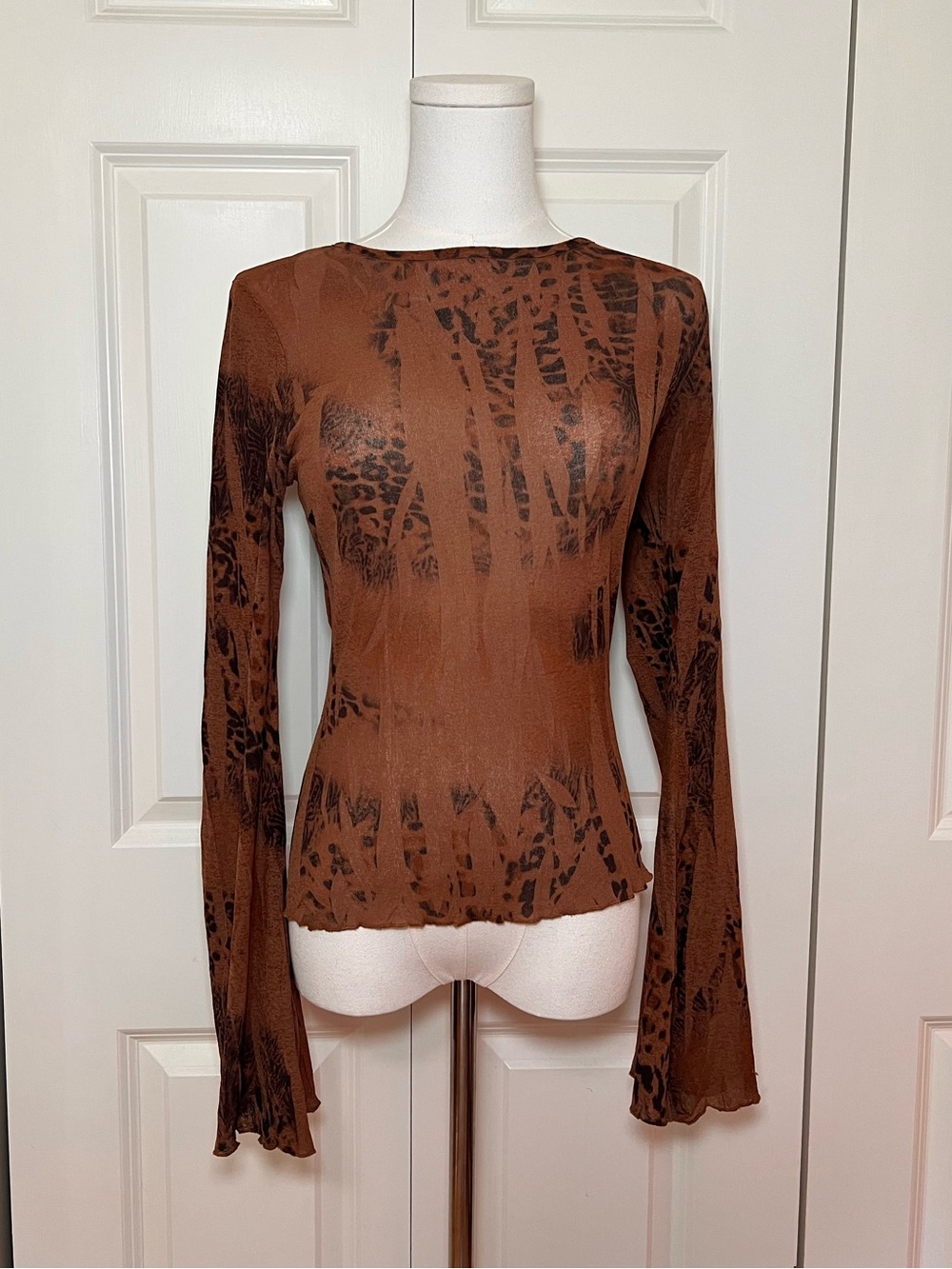 Vintage Forever 21 Distressed Animal Print Long Sleeve Top